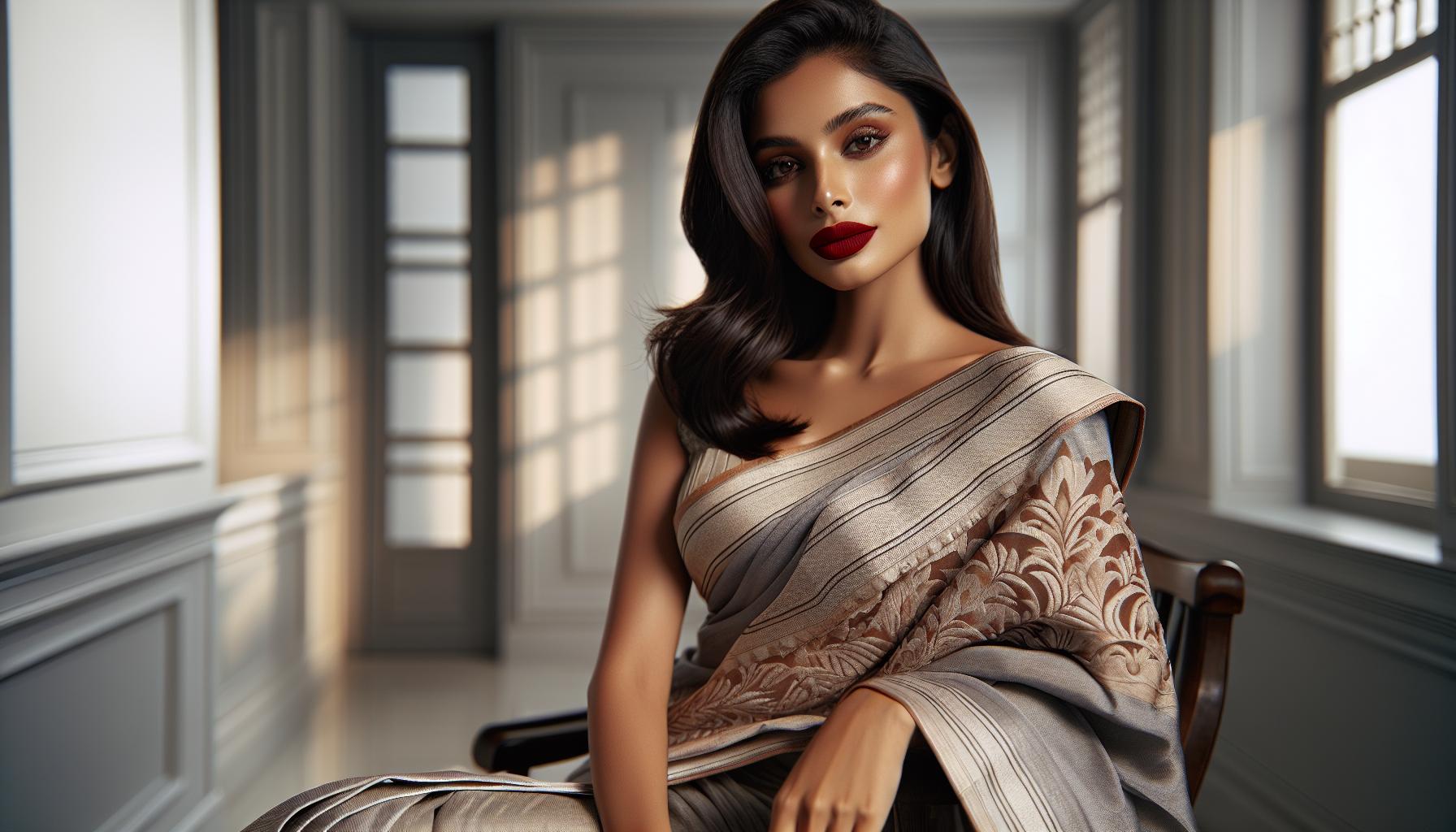 Balancing Bold Lip Colors with Subtle Saree Designs
