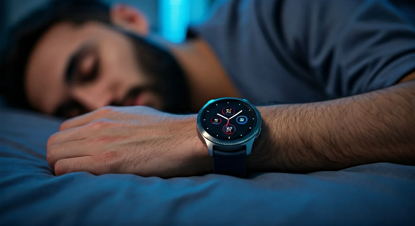 Samsung Sleep Efficiency Explained: How to Understand & Improve Your Score 2 Person wearing a Samsung Galaxy Watch tracking their sleep efficiency - detail