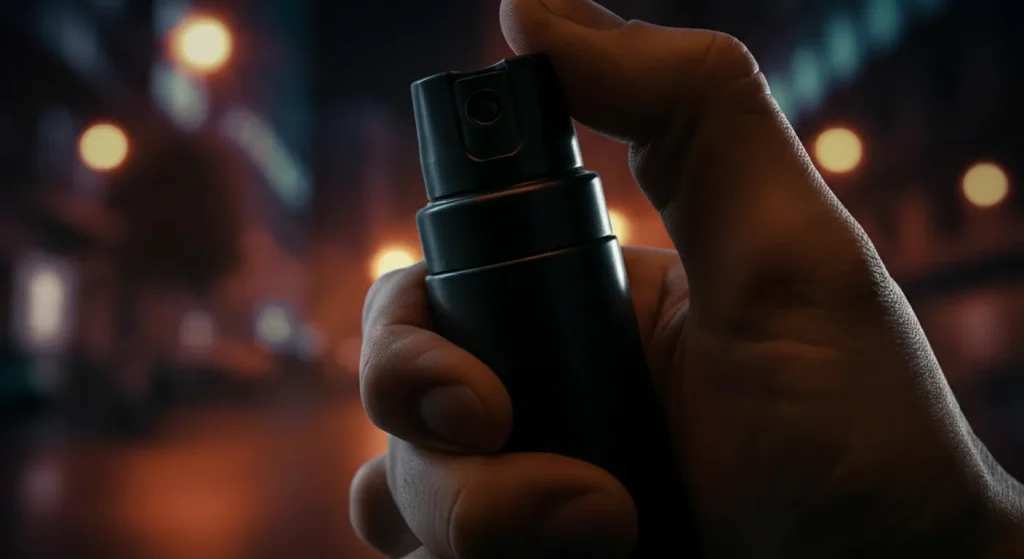 Which is Better for Self Defense? Weapons vs. Martial Arts 1 A side-by-side comparison of a pepper spray canister and a self-defense tactical flashlight